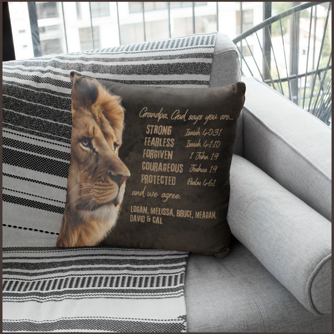 Personalized Throw Pillow For Grandpa - Bible Affirmations