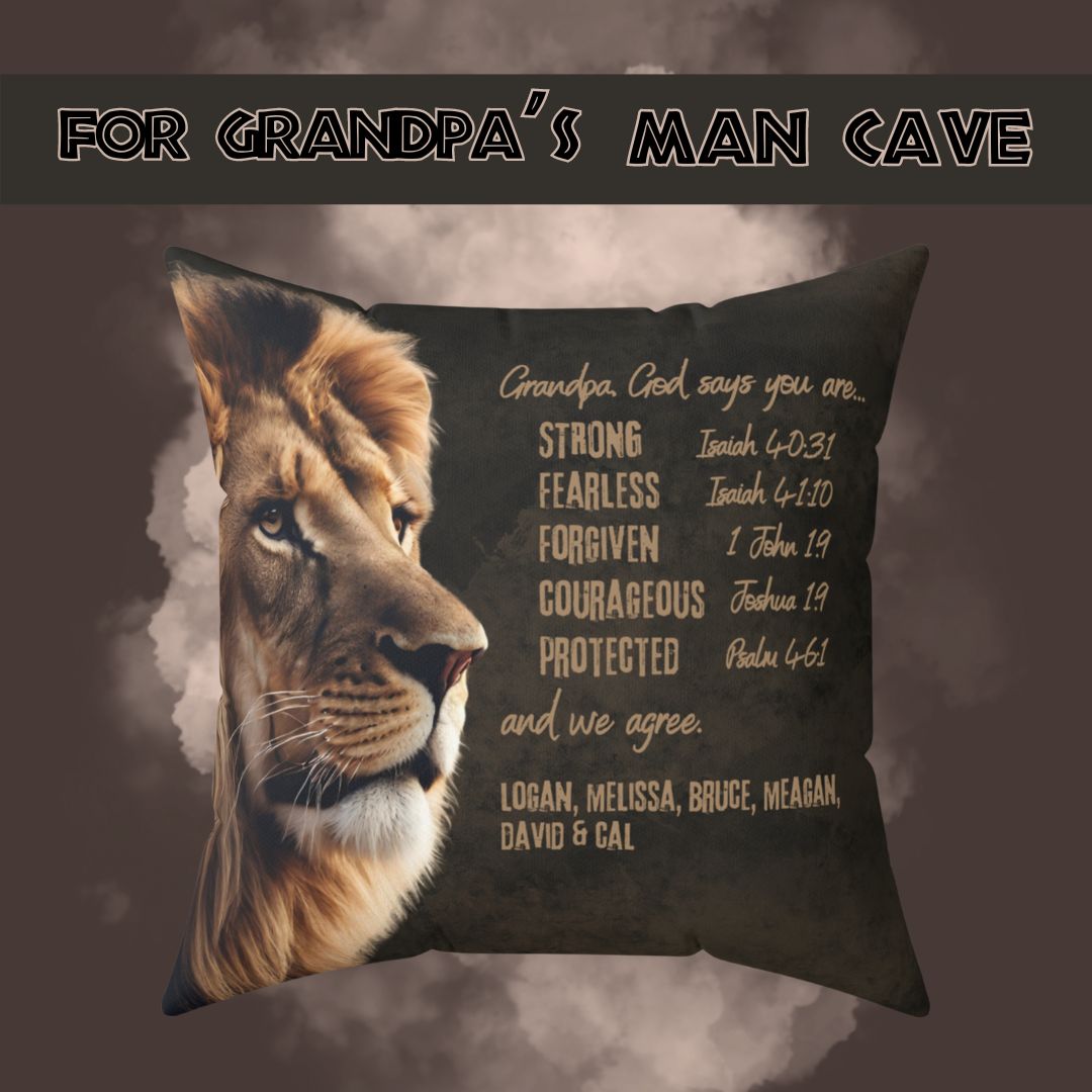 Personalized Throw Pillow For Grandpa - Bible Affirmations