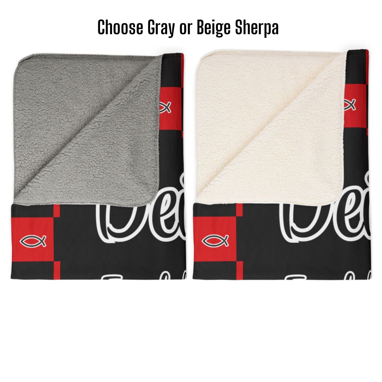 Personalized Wonderfully Made Sherpa Blanket - Red Black Checker