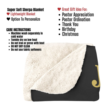 Personalized Pastor Gift Blanket – Christian Sherpa Cross and Scripture