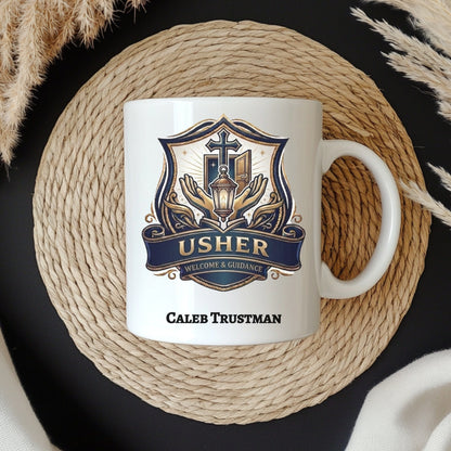 Personalized Church Usher Coffee Mug With Bible Verse
