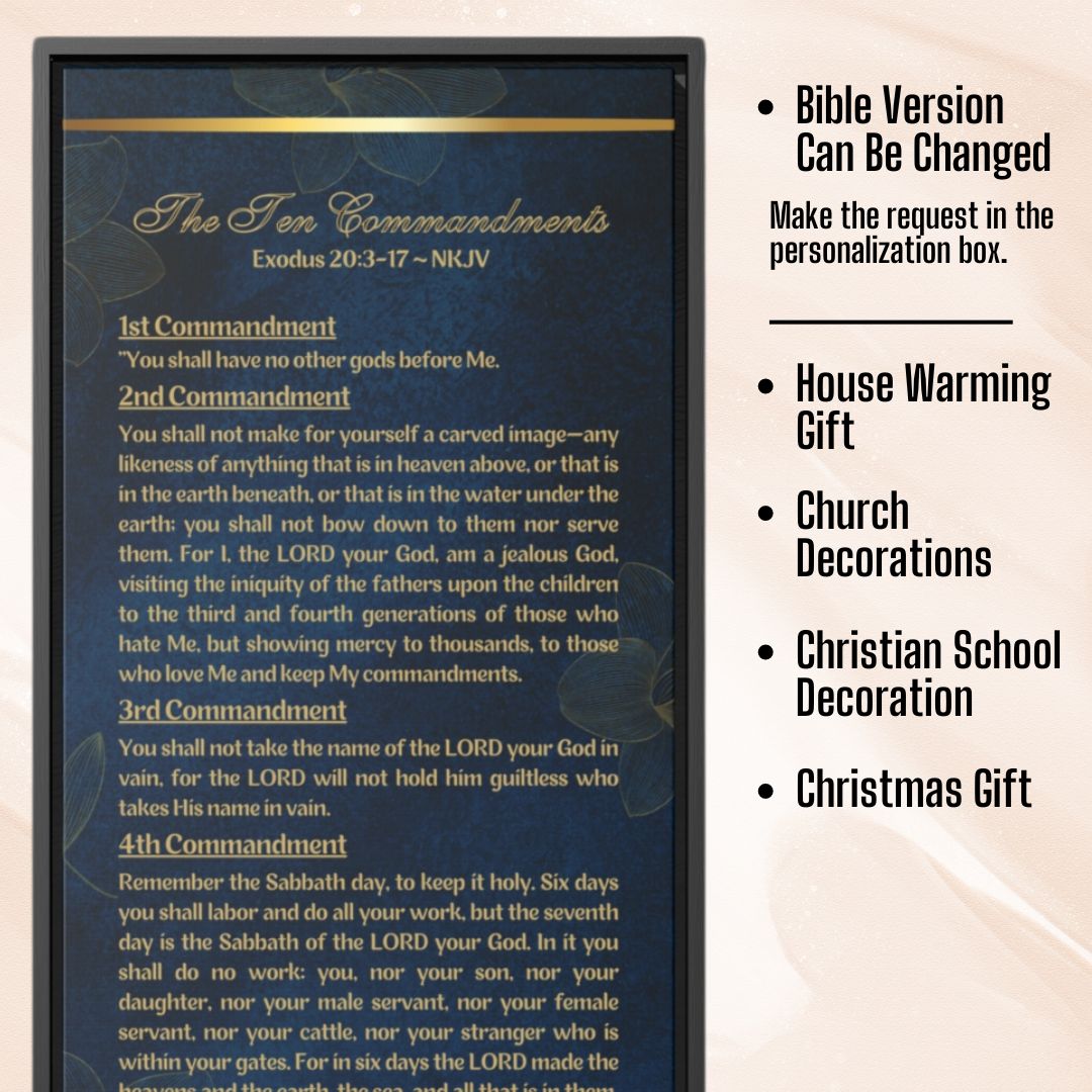 The Ten Commandments Wall Home Decor - Blue