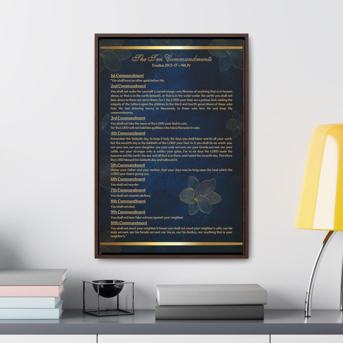 The Ten Commandments Wall Home Decor - Blue