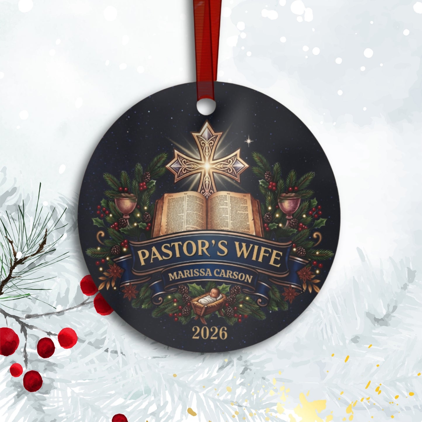 Personalized Christmas Ornament Keepsake Gift For The Pastor's Wife Appreciation, Unique First Lady of Church Congregation