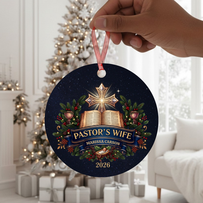 Personalized Christmas Ornament Keepsake Gift For The Pastor's Wife Appreciation, Unique First Lady of Church Congregation