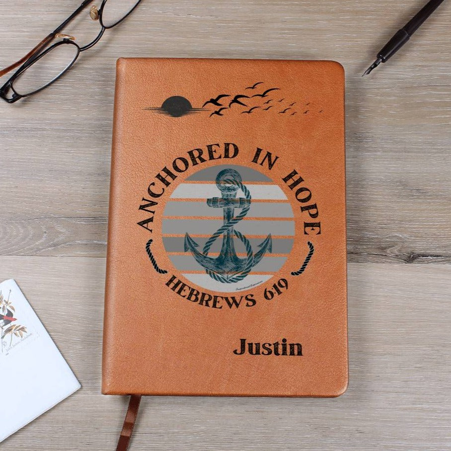Anchored In Hope Bible Verse Vegan Leather Journal