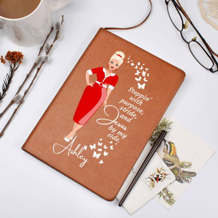 Personalized Vegan Leather Writing Journal - Steppin' With Purpose