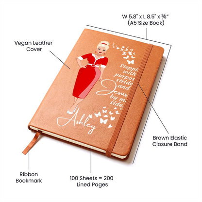 Personalized Vegan Leather Writing Journal - Steppin' With Purpose