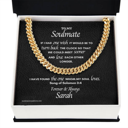 Soulmate Song of Solomon Message Card Men's Stainless Steel Cuban Link Chain