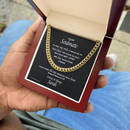 Soulmate Song of Solomon Message Card Men's Stainless Steel Cuban Link Chain