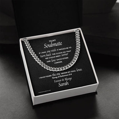 Soulmate Song of Solomon Message Card Men's Stainless Steel Cuban Link Chain