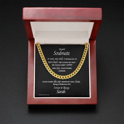 Soulmate Song of Solomon Message Card Men's Stainless Steel Cuban Link Chain