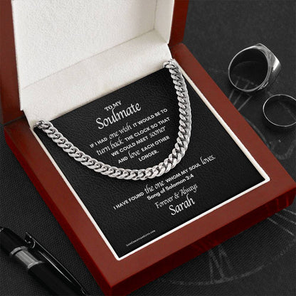 Soulmate Song of Solomon Message Card Men's Stainless Steel Cuban Link Chain