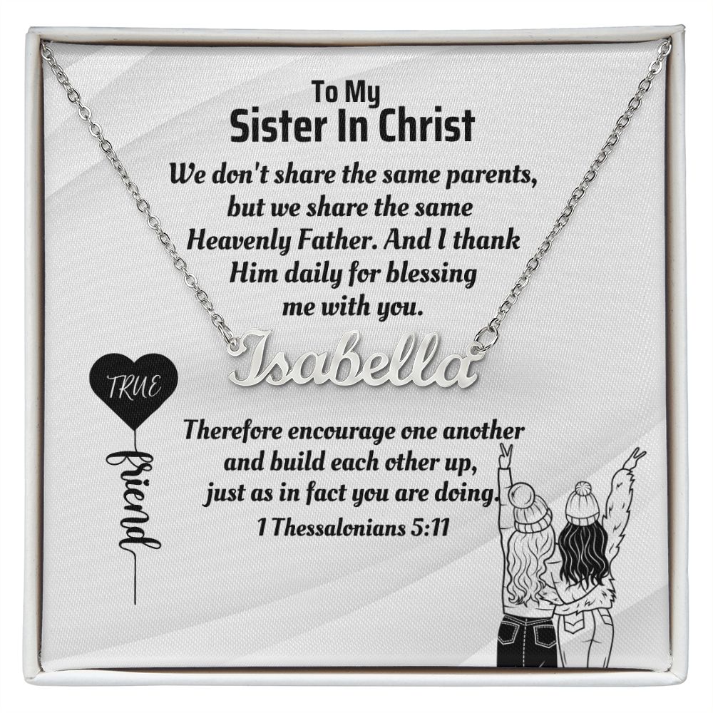 Sister In Christ Gift Personalized Name Necklace Bible Verse Message Card Christian Faith Jewelry For Her Best Friend In Christ Gift