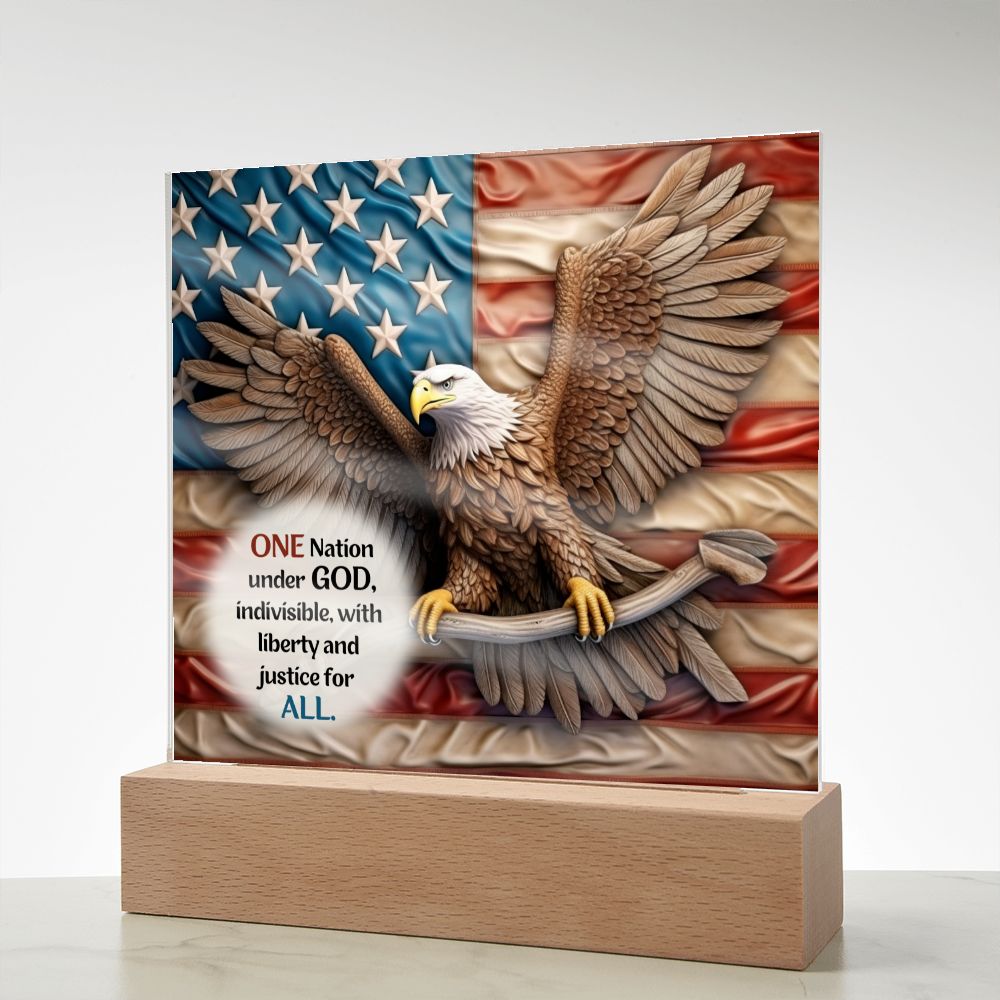 One Nation Under God Decorative Acrylic Plaque - 3D Eagle and Flag