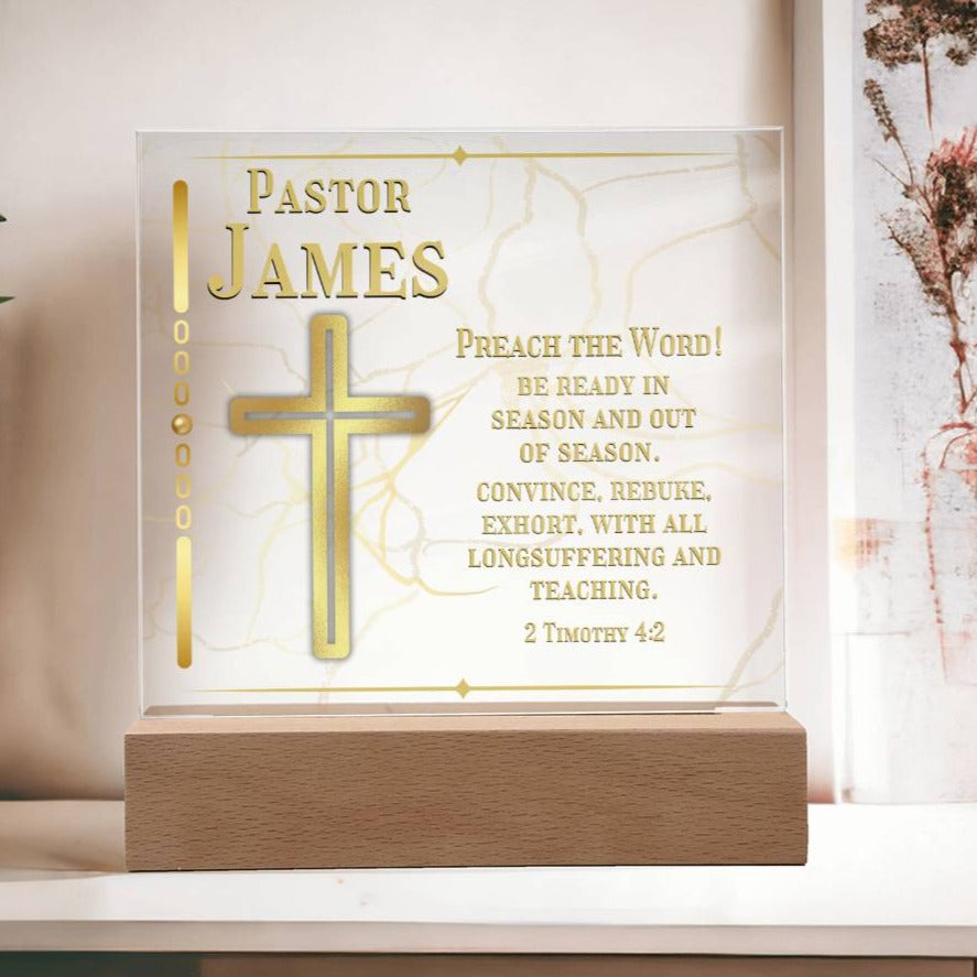 Personalized Pastor Appreciation Acrylic Office Desk Plaque