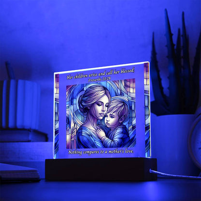 LED Acrylic Night Light Plaque - A Mother's Love With Bible Verse