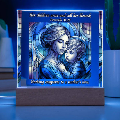 LED Acrylic Night Light Plaque - A Mother's Love With Bible Verse