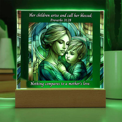 LED Acrylic Night Light Plaque - A Mother's Love With Bible Verse