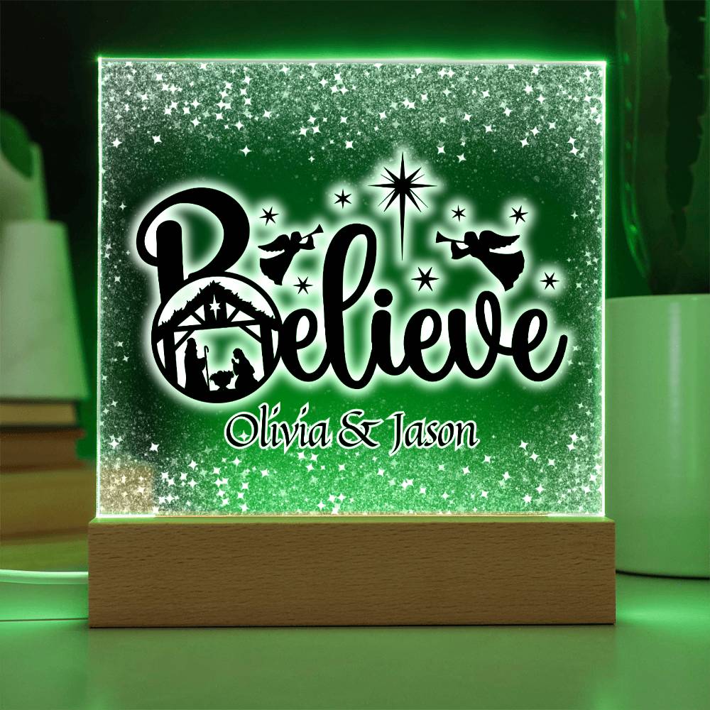 Personalized Christmas Believe Nativity Scene Decorative Night Light