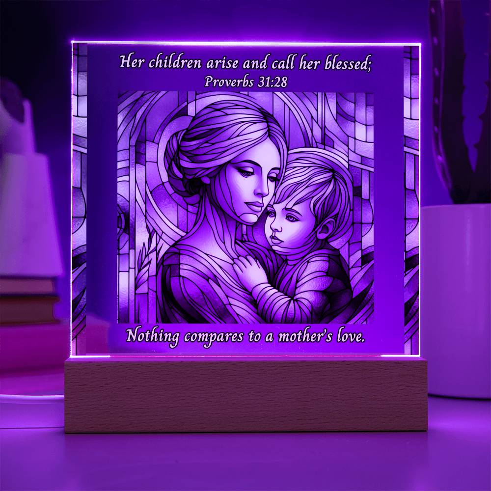 LED Acrylic Night Light Plaque - A Mother's Love With Bible Verse
