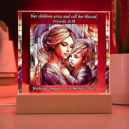 LED Acrylic Night Light Plaque - A Mother's Love With Bible Verse