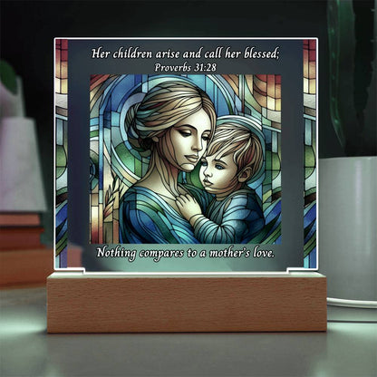 LED Acrylic Night Light Plaque - A Mother's Love With Bible Verse