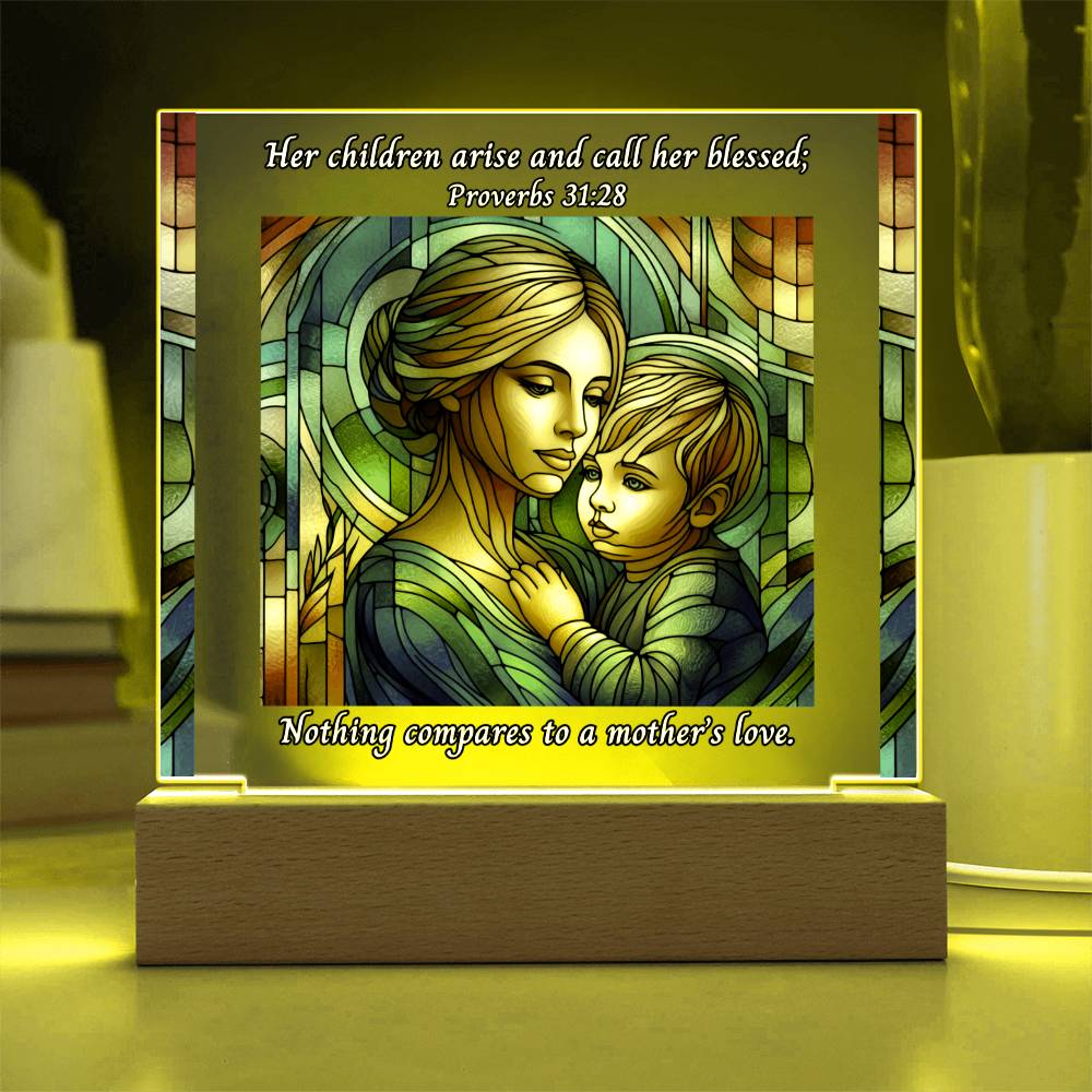 LED Acrylic Night Light Plaque - A Mother's Love With Bible Verse