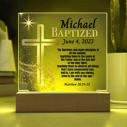 Personalized Acrylic Plaque Baptism Gift For Teen or Adult - Bible Verse and Gold Cross