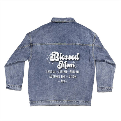 Blessed Mom Personalized Denim Jean Jacket