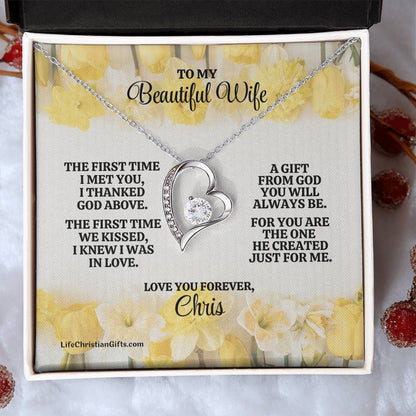 Christian Wife Message Card And Forever Love Necklace - The First Time