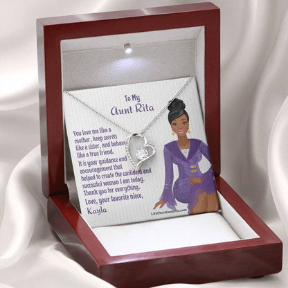 Personalized African American Auntie Forever Love Necklace Message Card - Love Like Mother