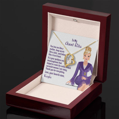 Personalized Auntie Forever Love Necklace Message Card - Love Like Mother - Blonde
