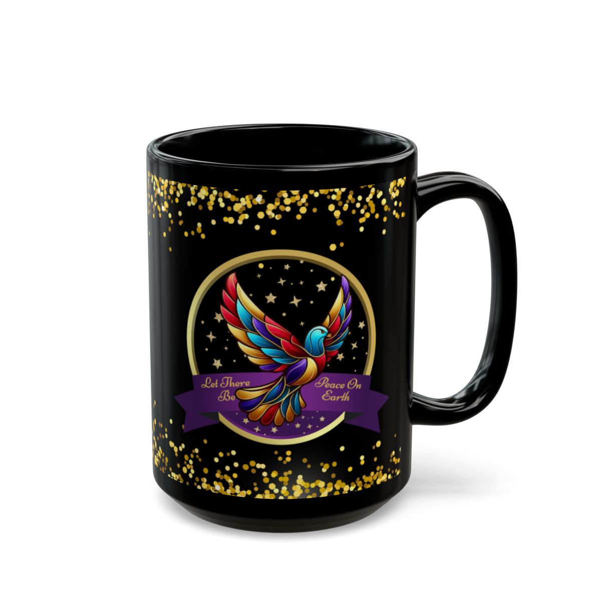 Christmas Coffee Mug - Peace On Earth - Gold Accent