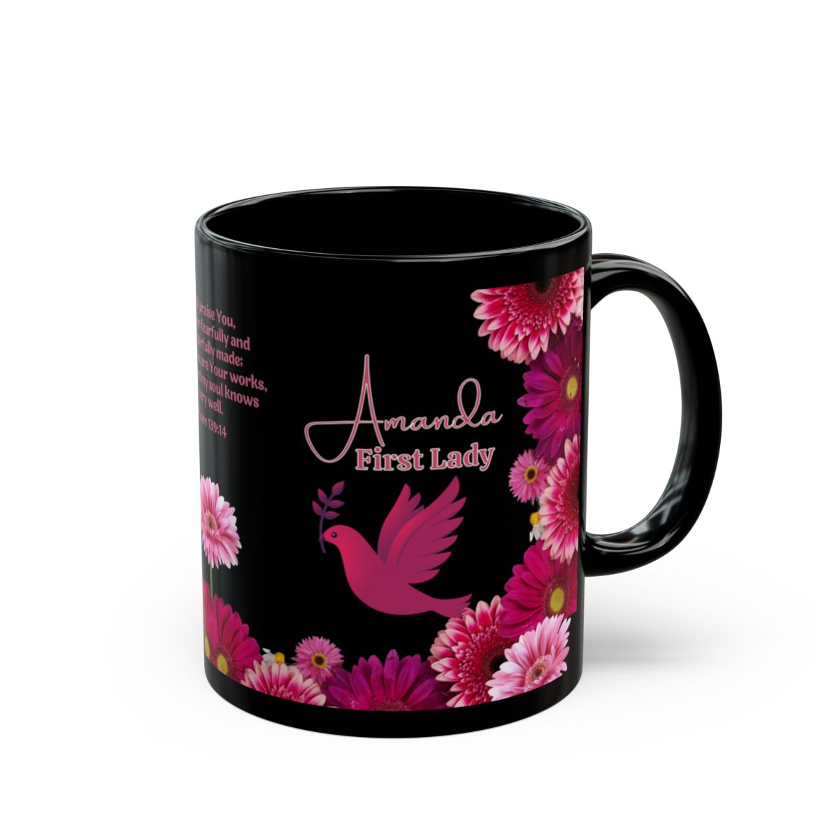 Pastor's Wife - First Lady Personalized Bible Verse Mug - Pink Dove