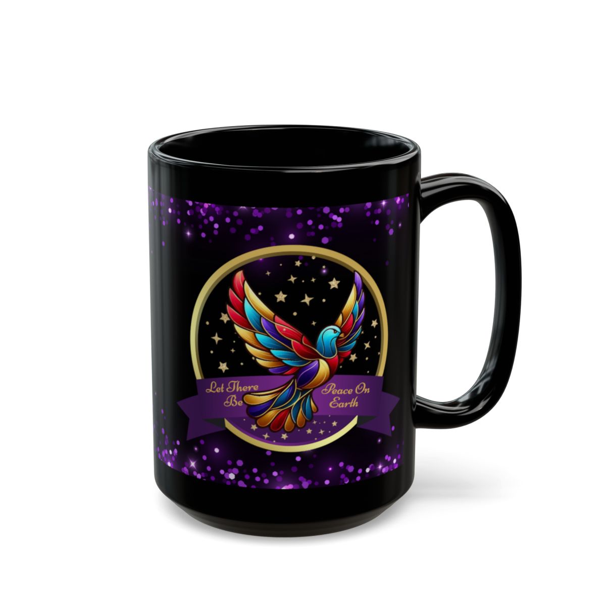 Christmas Coffee Mug - Peace On Earth - Purple Accent