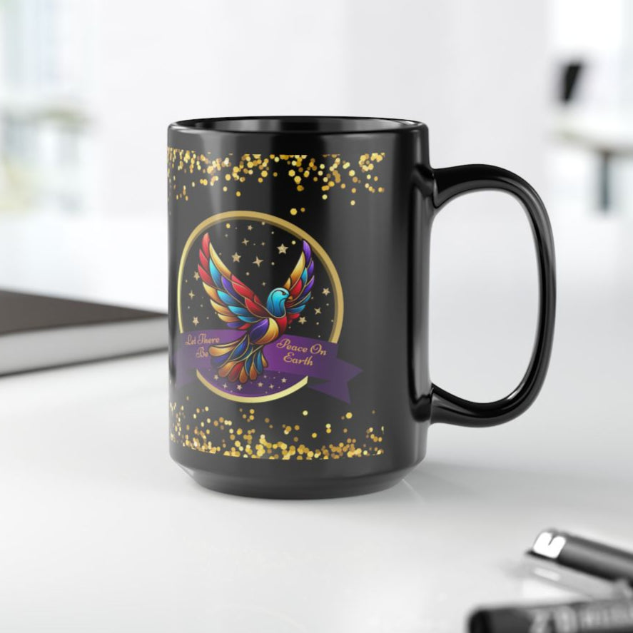 Christmas Coffee Mug - Peace On Earth - Gold Accent