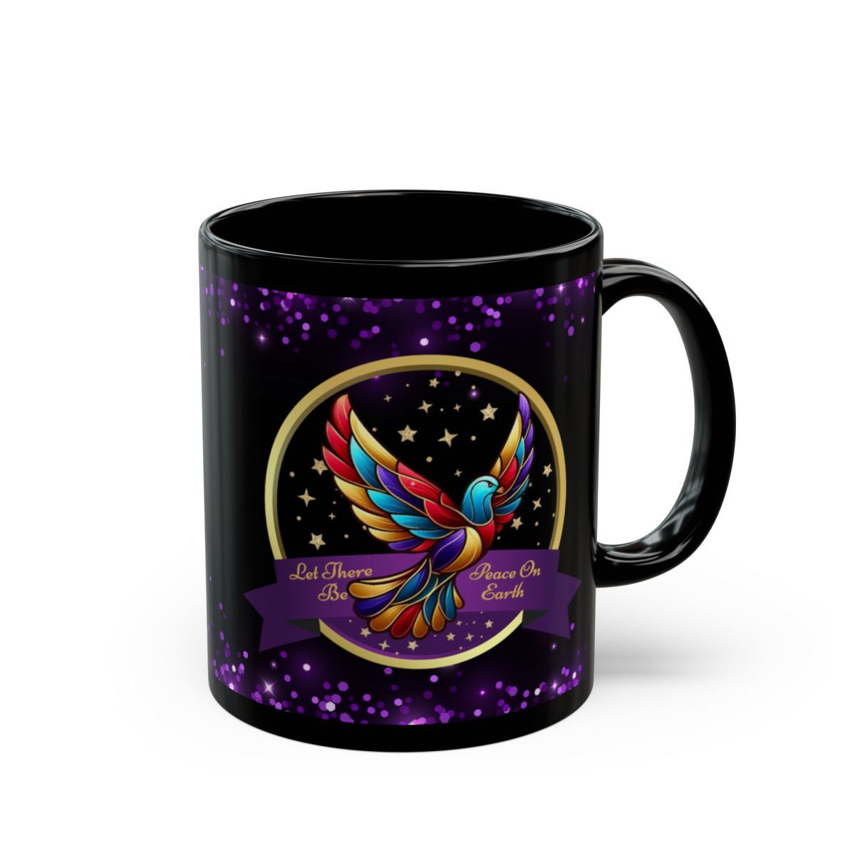 Christmas Coffee Mug - Peace On Earth - Purple Accent