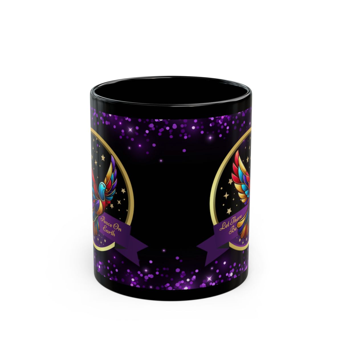 Christmas Coffee Mug - Peace On Earth - Purple Accent
