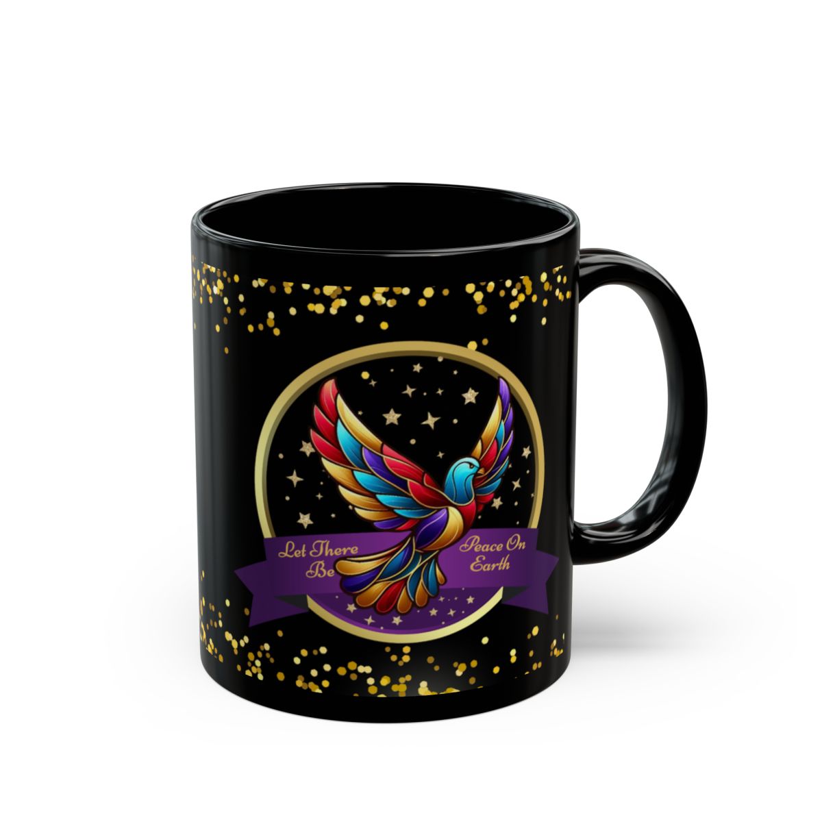 Christmas Coffee Mug - Peace On Earth - Gold Accent