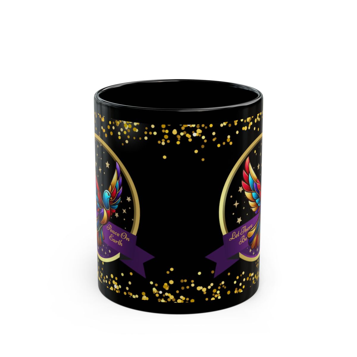 Christmas Coffee Mug - Peace On Earth - Gold Accent