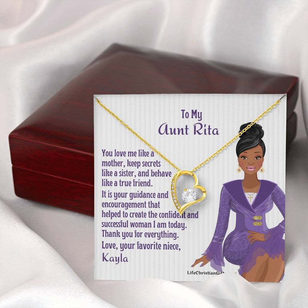 Personalized African American Auntie Forever Love Necklace Message Card - Love Like Mother