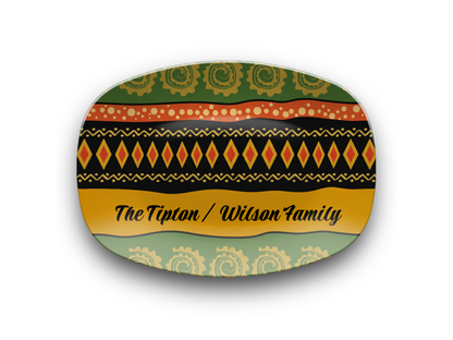 Personalized African Print Family Platter – Kente-Inspired Decorative Kitchen Serving Tray