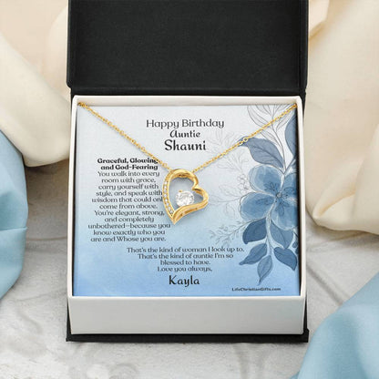 Personalized Auntie Forever Love Necklace Message Card - Gracefully Flowers