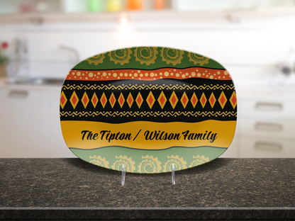 Personalized African Print Family Platter – Kente-Inspired Decorative Kitchen Serving Tray