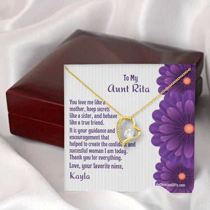 Personalized Auntie Forever Love Necklace Message Card - Love Like Mother - Flowers