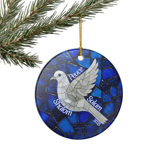 Mosaic Peace Dove With Stained-Glass Inspiration Ornament