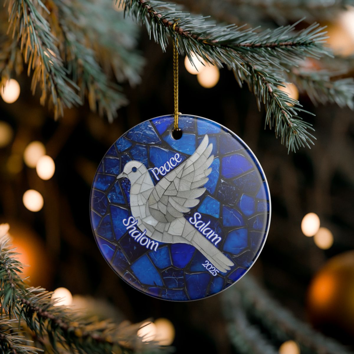 Mosaic Peace Dove With Stained-Glass Inspiration Ornament