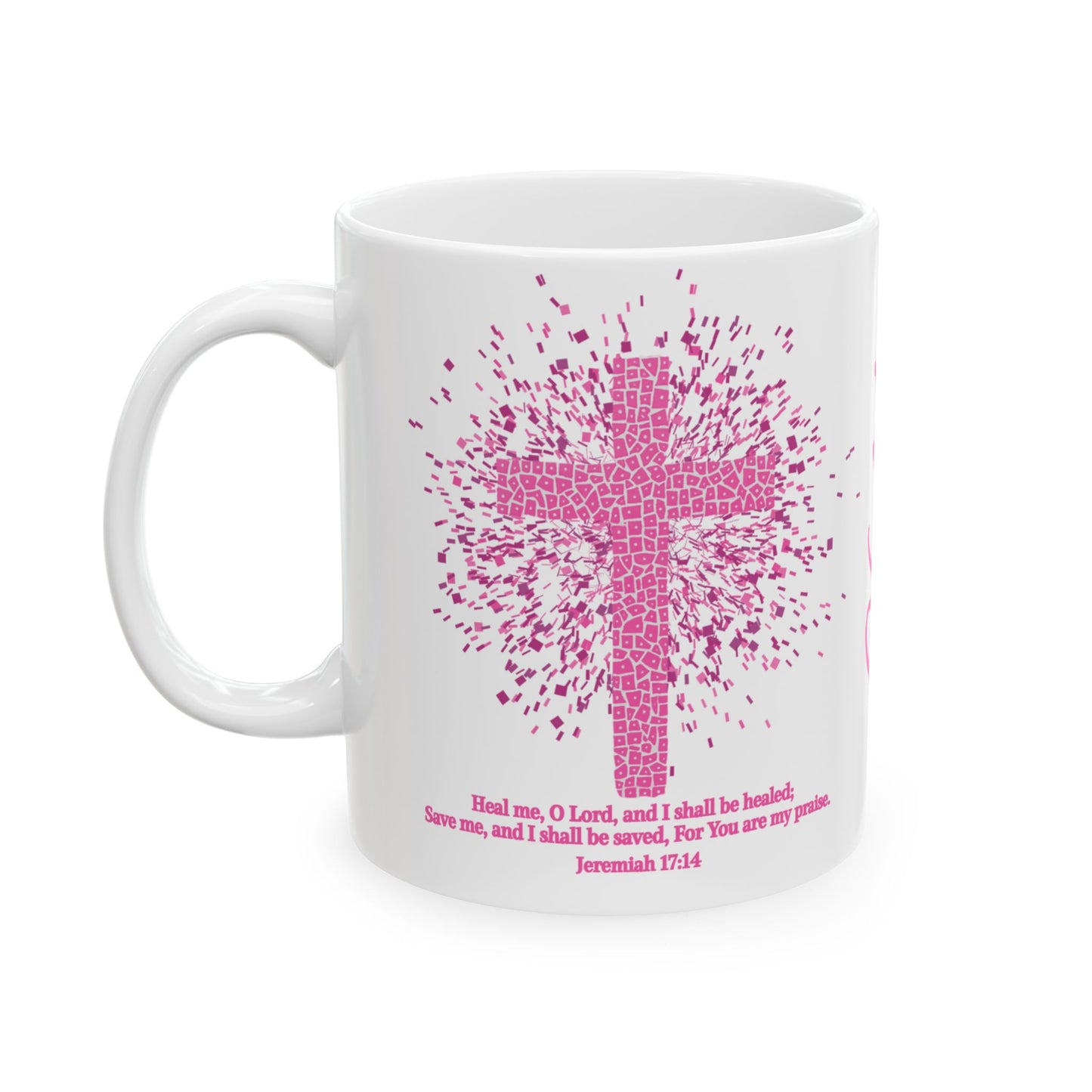 Pink Mosaic Cross Bible Verse Mug
