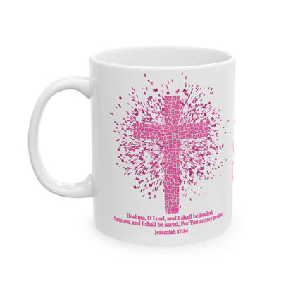 Pink Mosaic Cross Bible Verse Mug